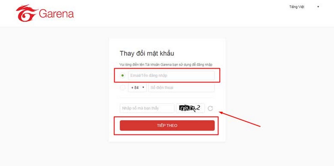 Khi điền thông tin thay đổi mật khẩu hệ thống yêu cầu nhấn captcha