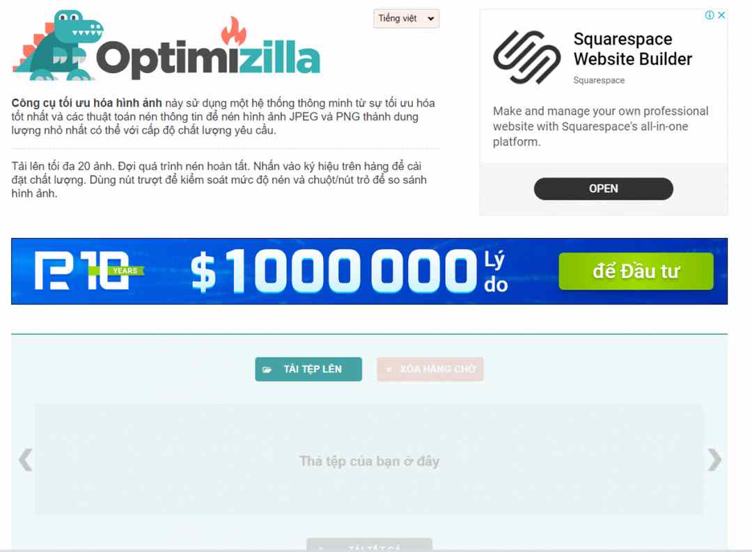 Nén ảnh tại website Optimizilla